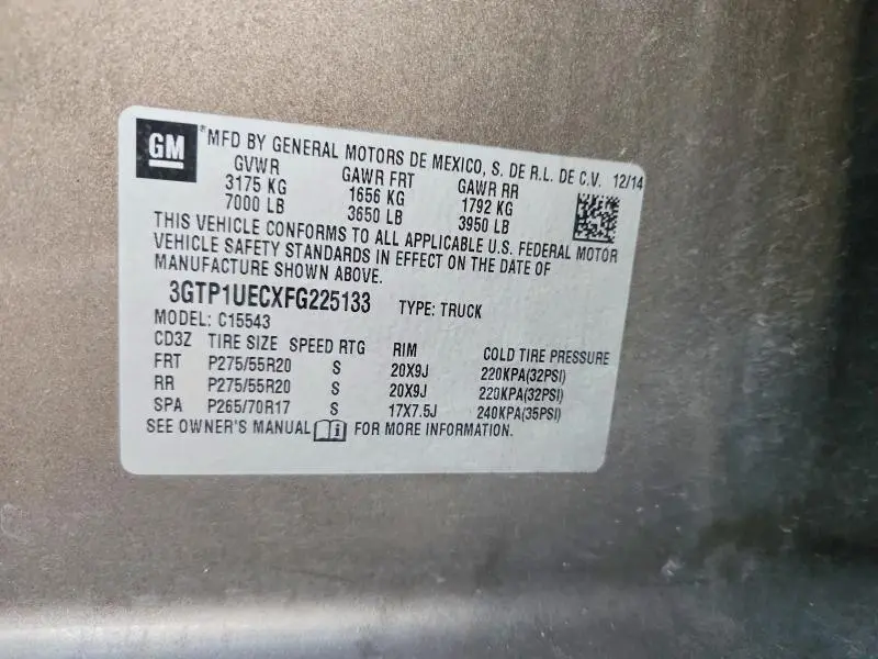 2015 GMC SIERRA C1500 SLE  