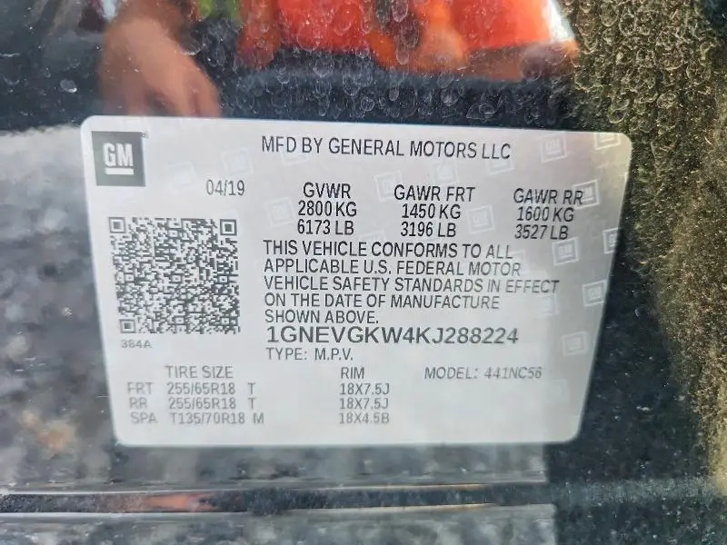 2019 CHEVROLET TRAVERSE LT  