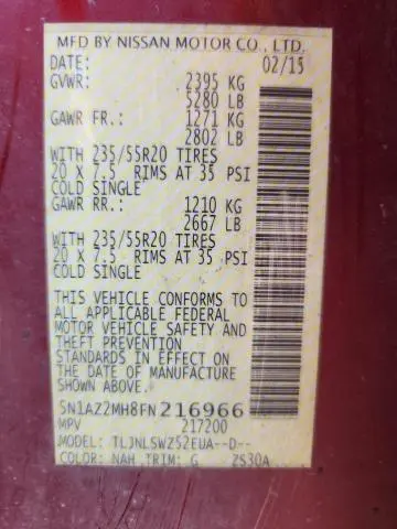 2015 NISSAN MURANO S  