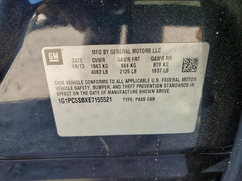 2014 CHEVROLET CRUZE LT  