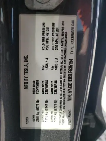 2020 TESLA MODEL 3   