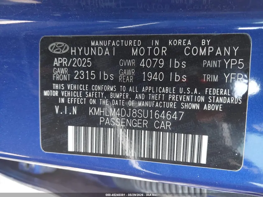 2025 HYUNDAI ELANTRA HYBRID SEL SPORT
