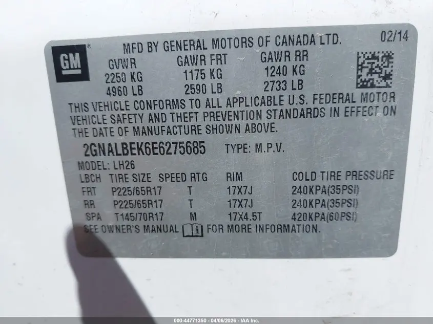 2014 CHEVROLET EQUINOX 1LT