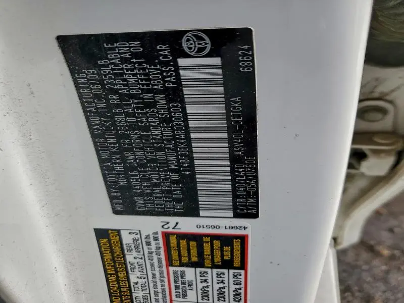 2010 TOYOTA CAMRY BASE  