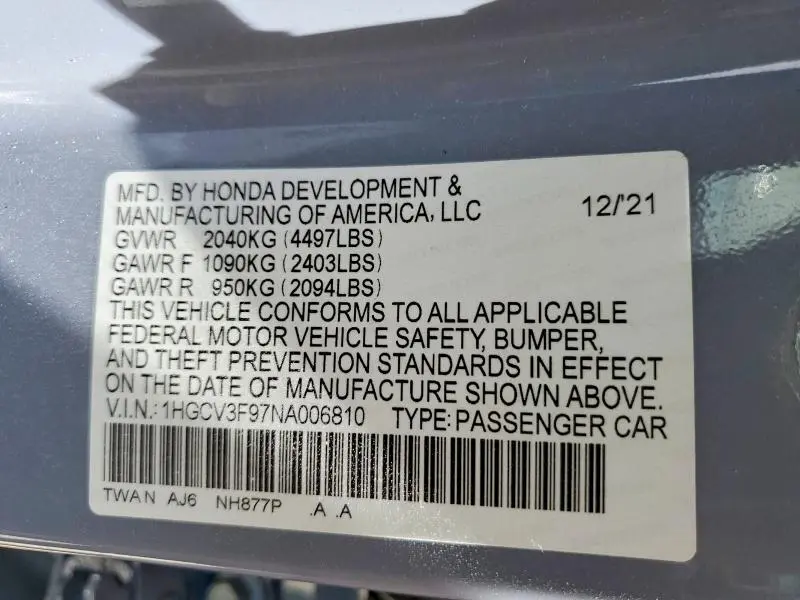 2022 HONDA ACCORD TOURING HYBRID  