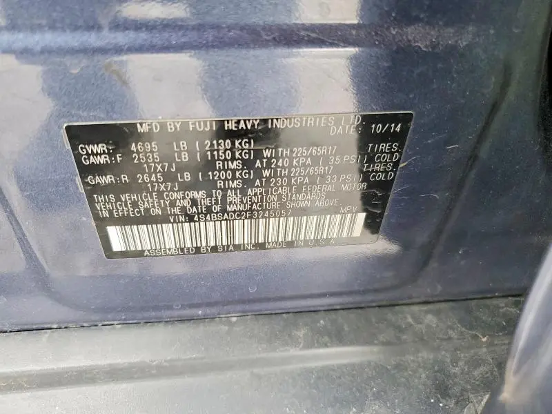 2015 SUBARU OUTBACK 2.5I PREMIUM  