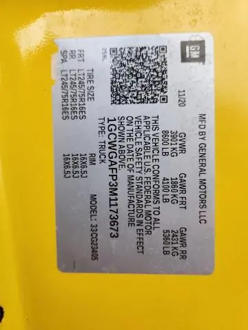 2021 CHEVROLET EXPRESS G2500   