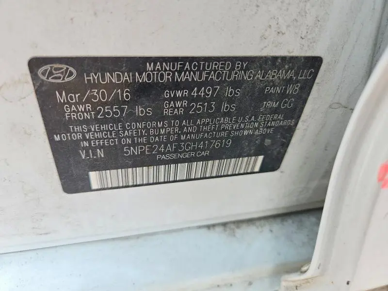2016 HYUNDAI SONATA SE  