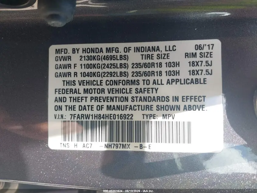 2017 HONDA CR-V EX-L/EX-L NAVI