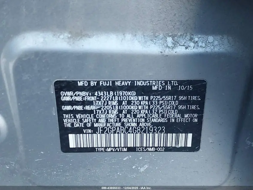 2016 SUBARU CROSSTREK 2.0I PREMIUM