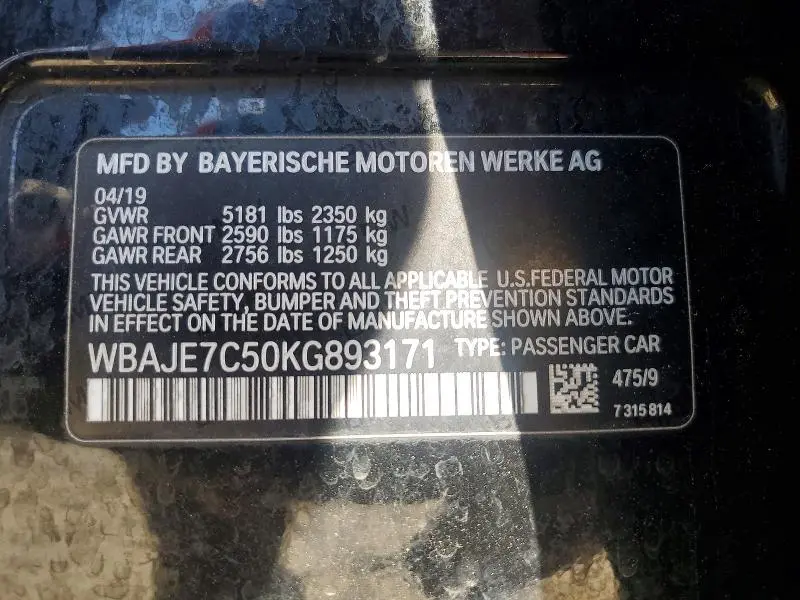 2019 BMW 540 XI  
