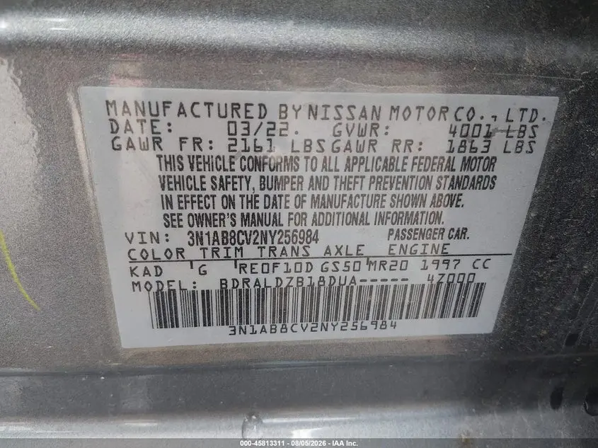 2022 NISSAN SENTRA SV XTRONIC CVT