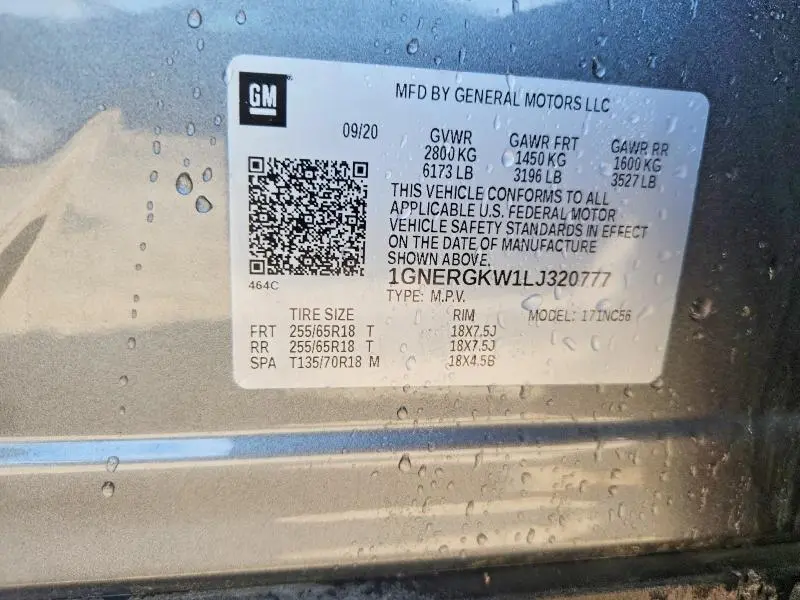 2020 CHEVROLET TRAVERSE LT  