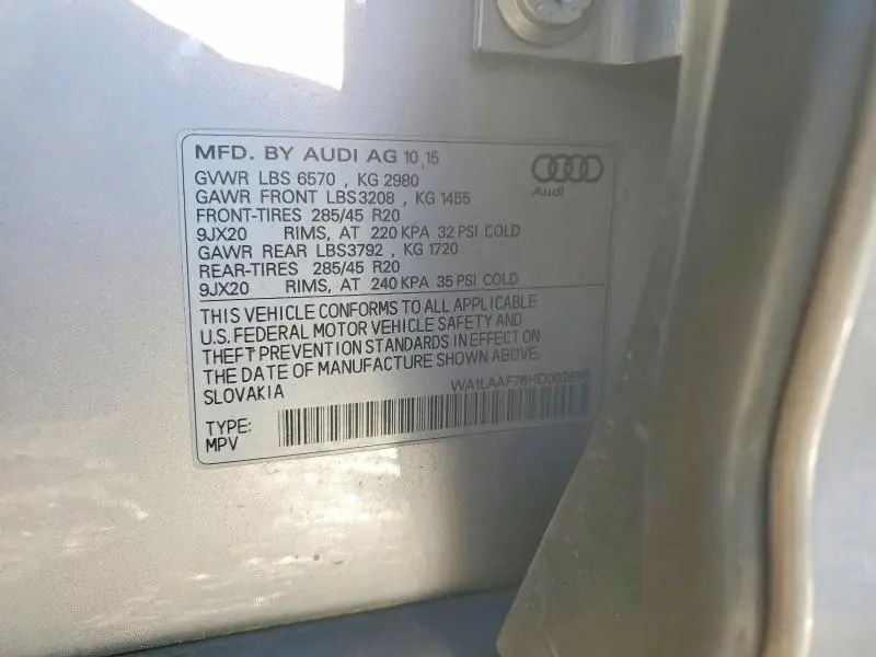 2017 AUDI Q7 PREMIUM PLUS  