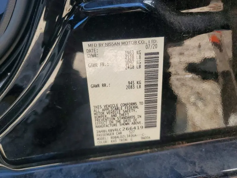 2020 NISSAN ALTIMA S  