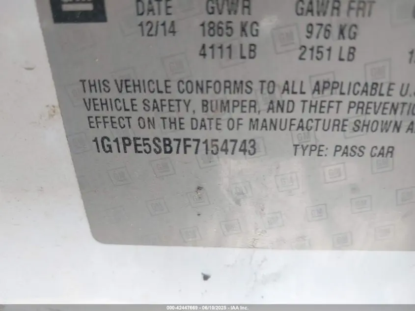 2015 CHEVROLET CRUZE 2LT AUTO