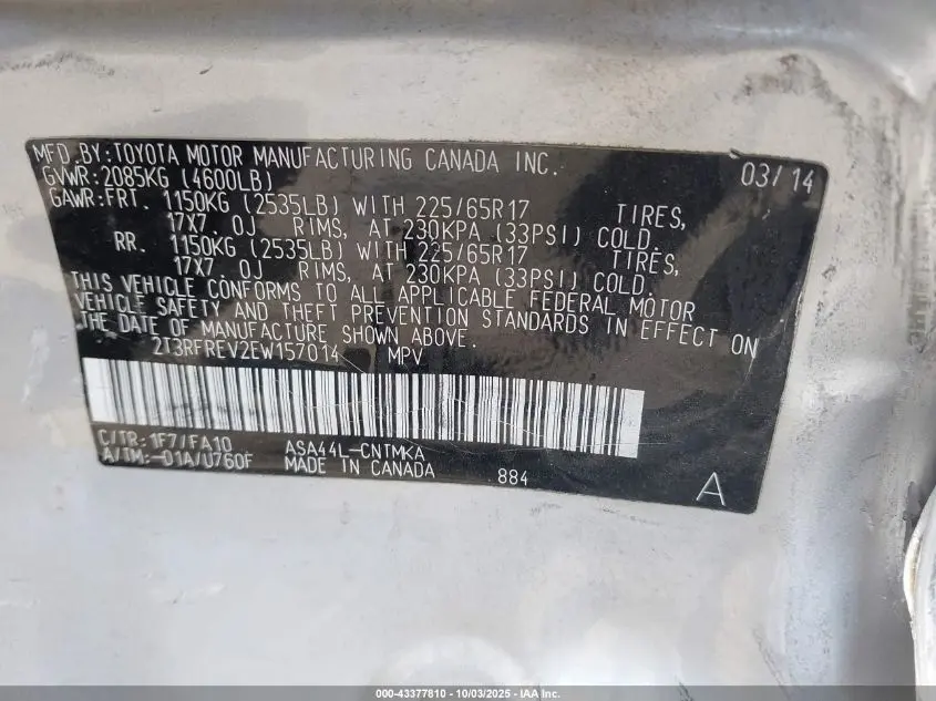 2014 TOYOTA RAV4 XLE