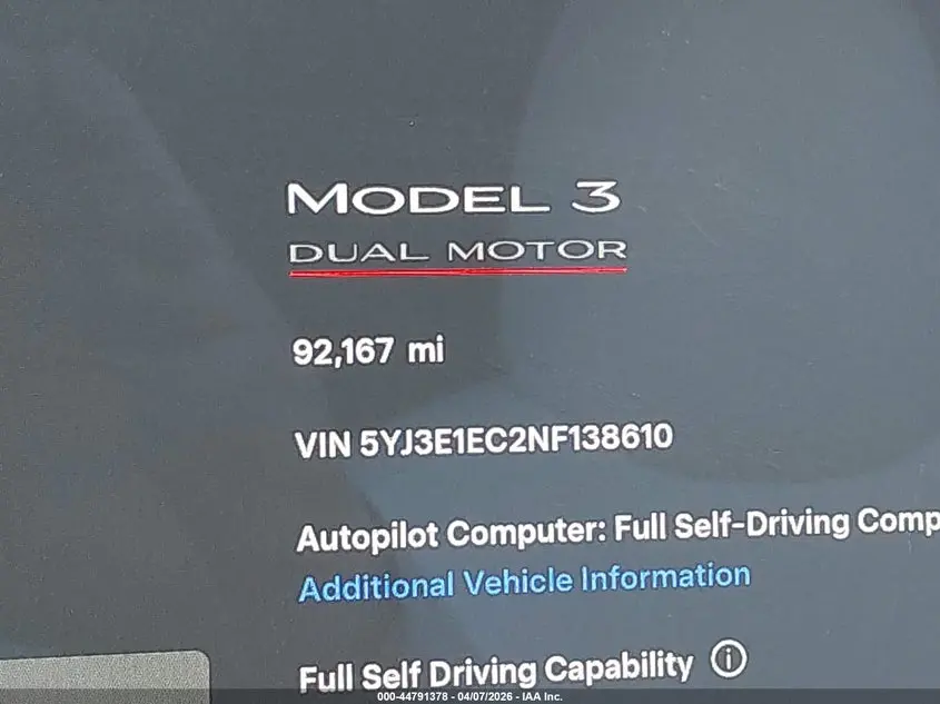 2022 TESLA MODEL 3 PERFORMANCE DUAL MOTOR ALL-WHEEL DRIVE