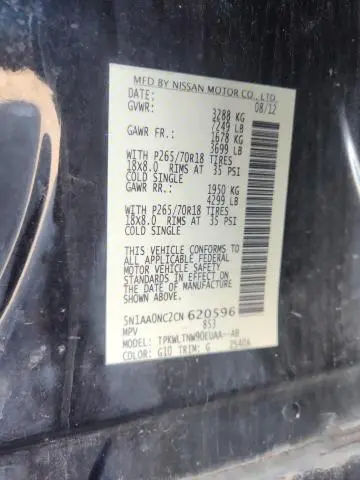 2012 NISSAN ARMADA SV  