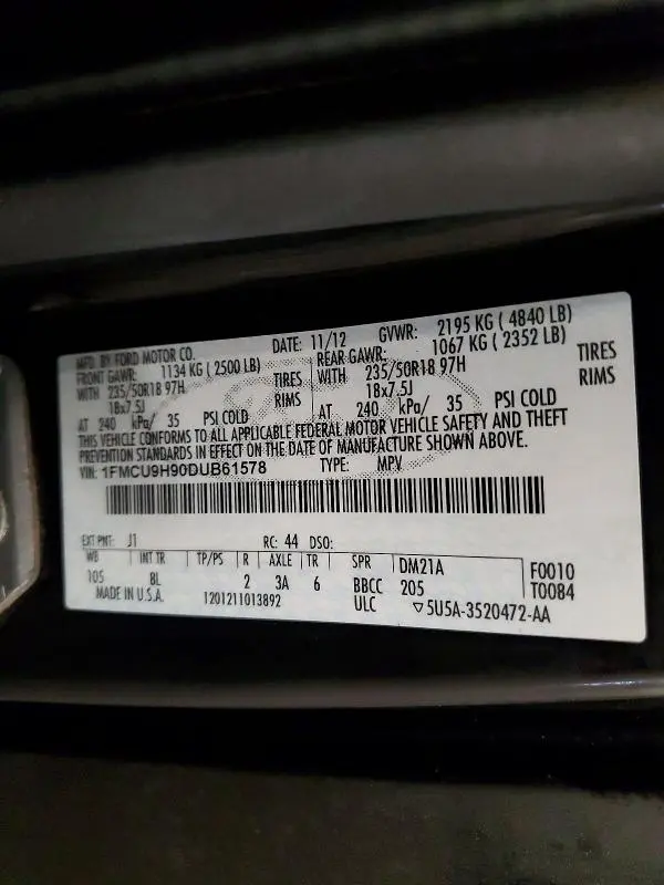 2013 FORD ESCAPE SEL  