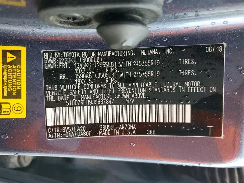 2018 TOYOTA HIGHLANDER LIMITED  