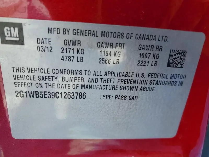 2012 CHEVROLET IMPALA LT  