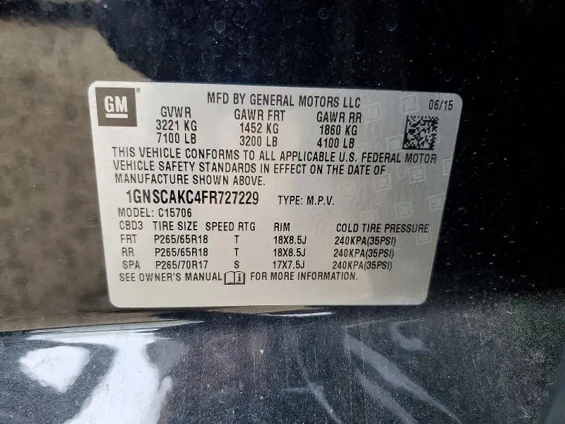 2015 CHEVROLET TAHOE C1500 LS  