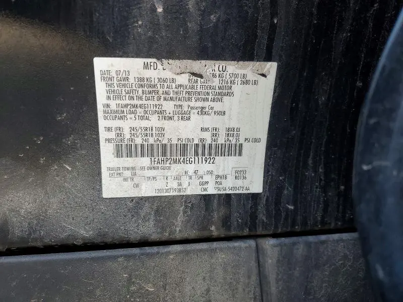 2014 FORD TAURUS POLICE INTERCEPTOR  