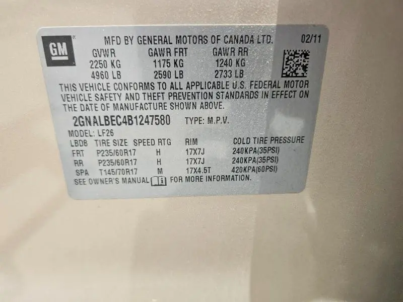 2011 CHEVROLET EQUINOX LS  