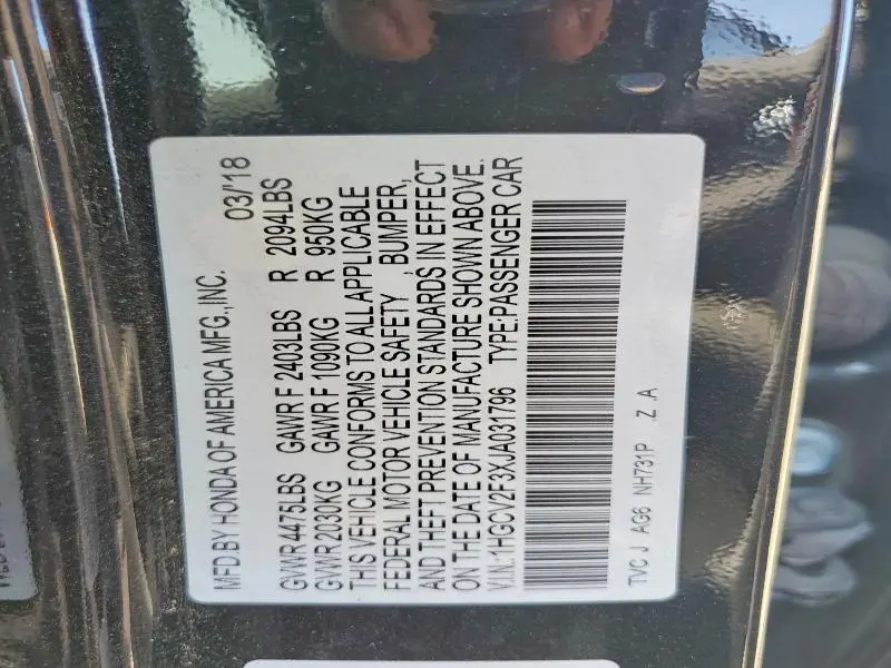 2018 HONDA ACCORD SPORT  