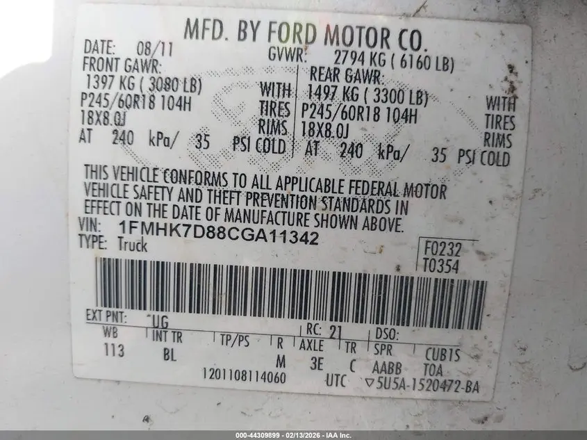 2012 FORD EXPLORER XLT