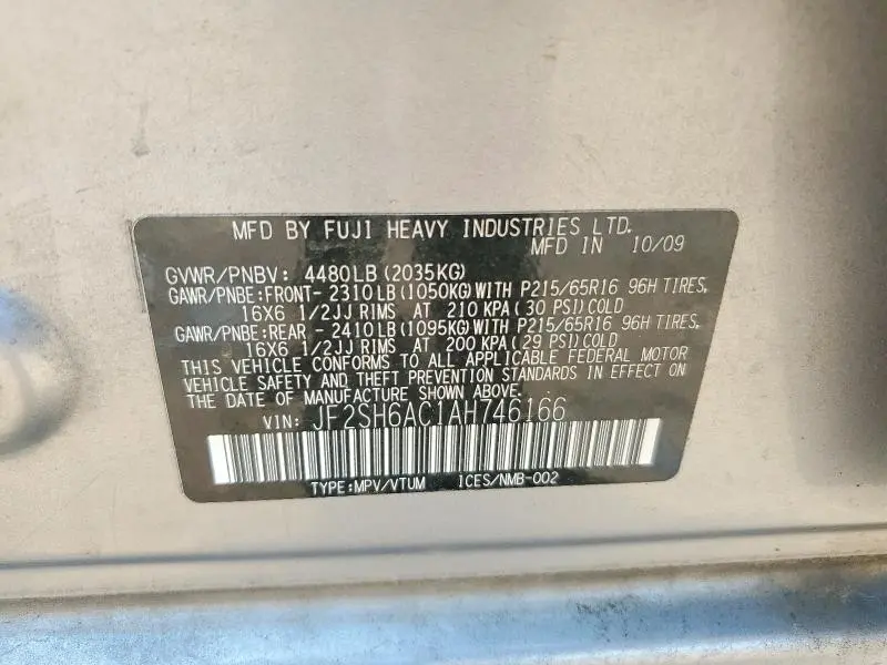 2010 SUBARU FORESTER 2.5X  