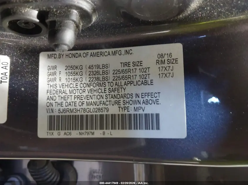 2016 HONDA CR-V EX-L