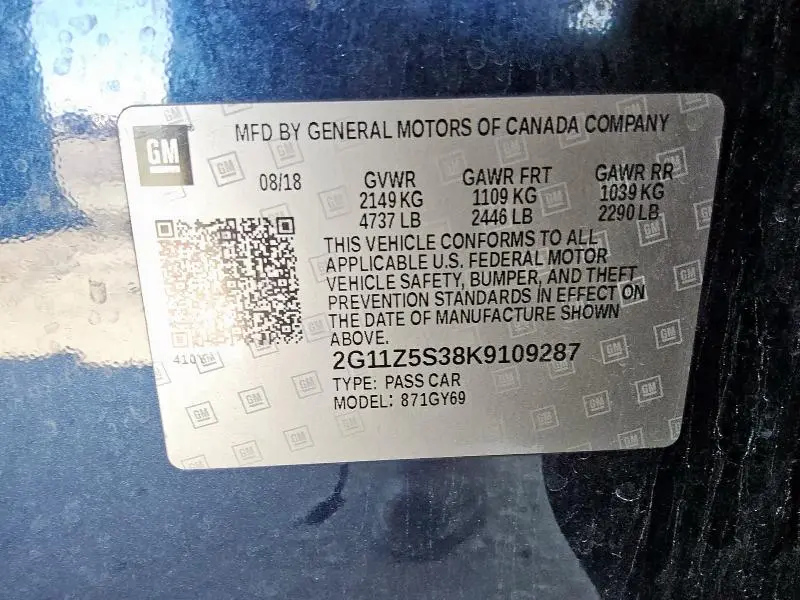 2019 CHEVROLET IMPALA LT  