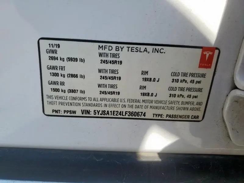 2020 TESLA MODEL S