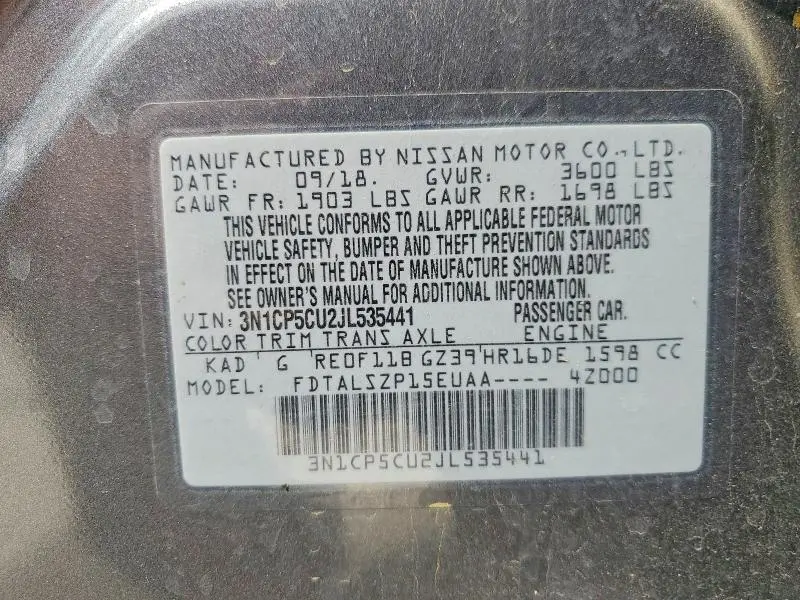 2018 NISSAN KICKS SV  