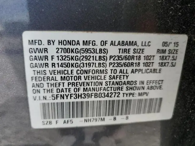 2015 HONDA PILOT SE  