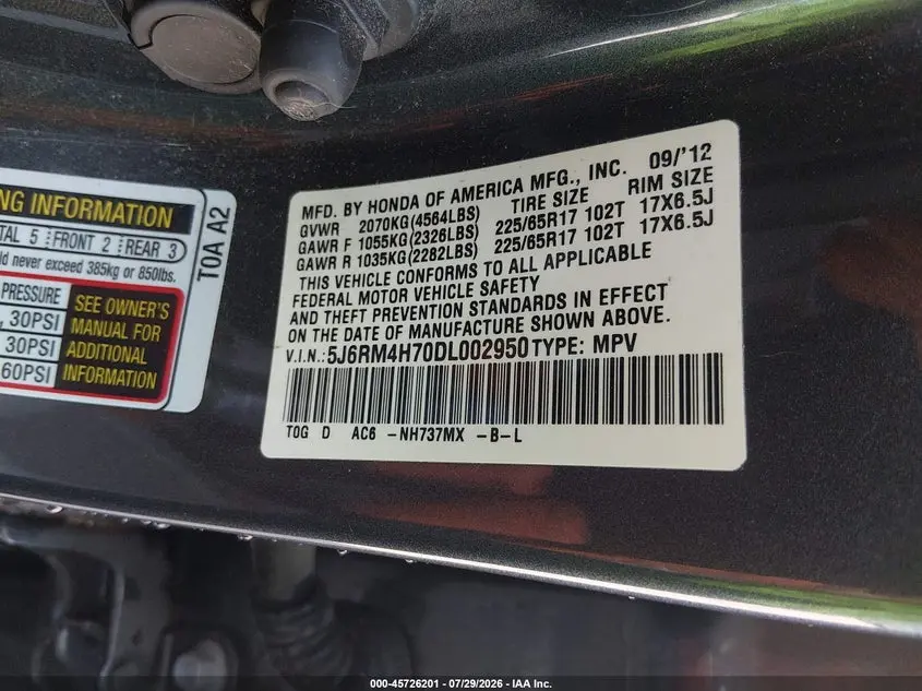 2013 HONDA CR-V EX-L
