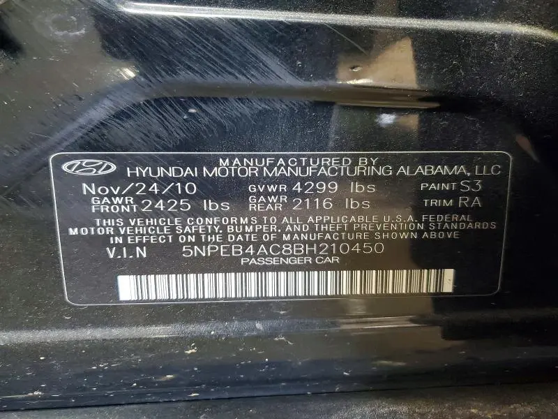 2011 HYUNDAI SONATA GLS  
