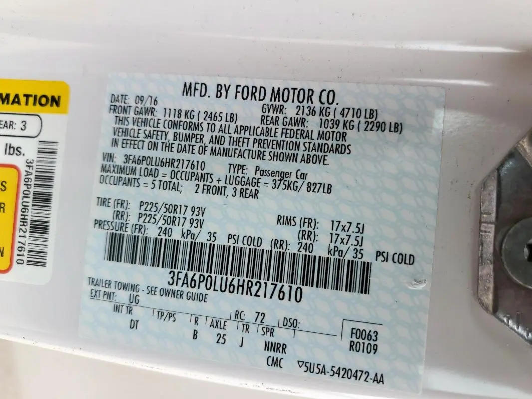 2017 FORD FUSION SE HYBRID  