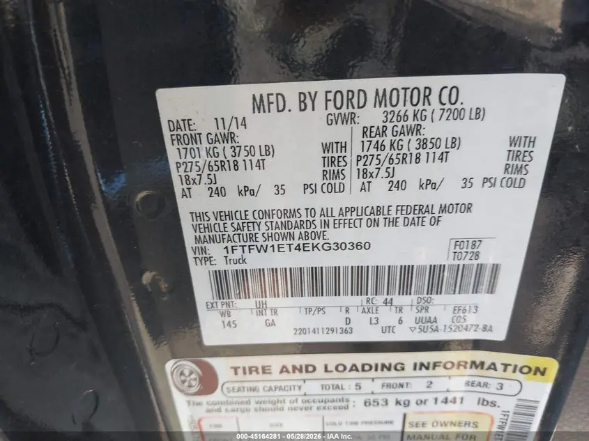 2014 FORD F-150 XLT