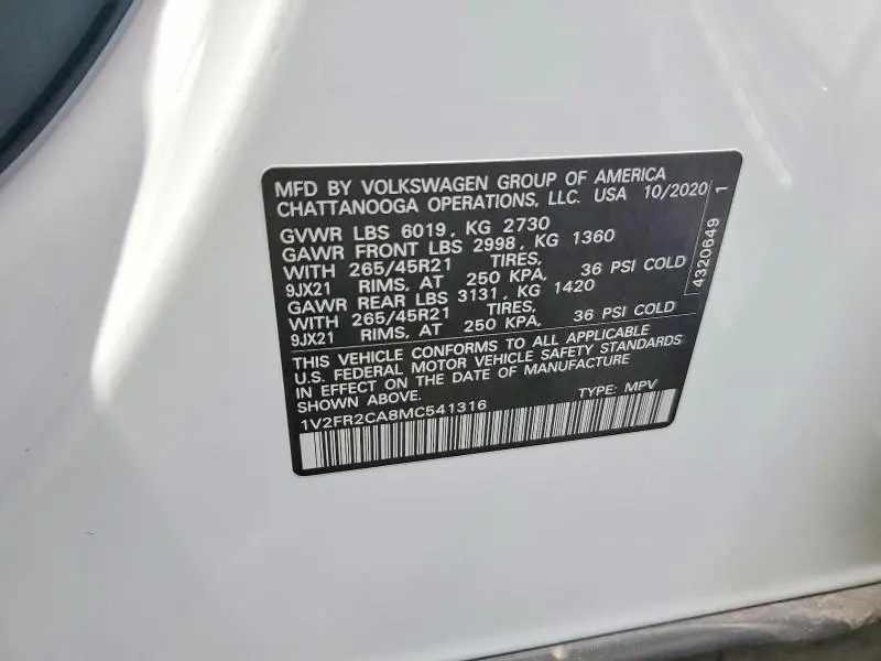 2021 VOLKSWAGEN ATLAS SEL PREMIUM R-LINE  