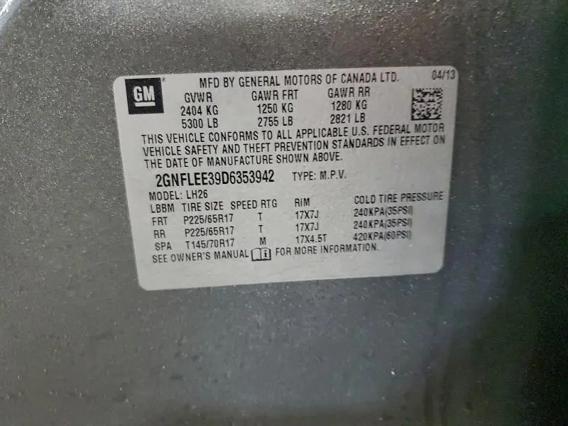 2013 CHEVROLET EQUINOX LT  