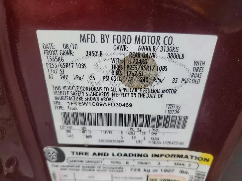 2010 FORD F150 SUPERCREW  