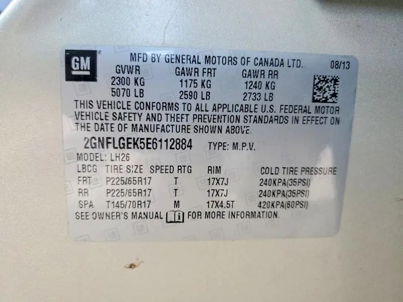 2014 CHEVROLET EQUINOX LT  
