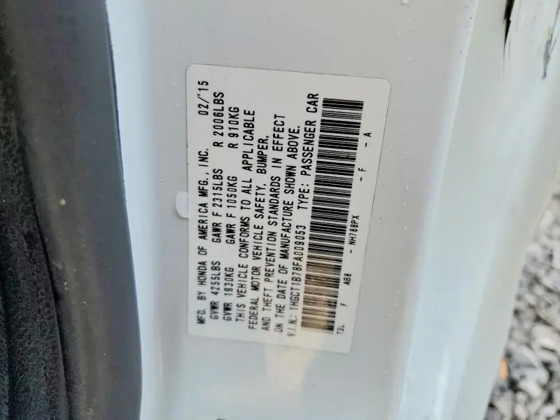 2015 HONDA ACCORD EX  