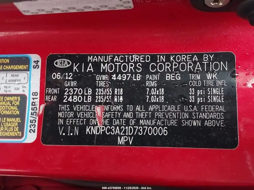 2013 KIA SPORTAGE EX