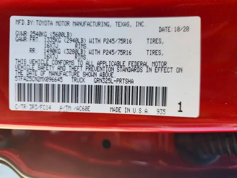 2021 TOYOTA TACOMA SR5 V6  