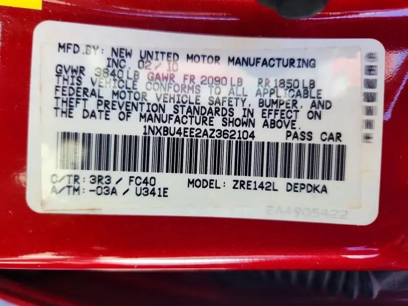 2010 TOYOTA COROLLA LE  