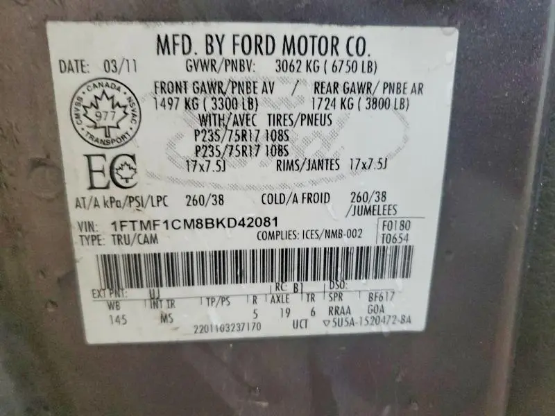 2011 FORD F150   